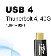 ZIKNYDO 40Gbps for Thunderbolt 4 Cable 6.6FT/2m, USB 4 Data Cable, 8K/4K USB C Display, 240W Char...