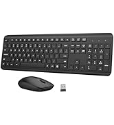 Wireless Keyboard and Mouse Combo, Full-Size Silent Ergonomic Keyboard and Optical Mouse, Long Ba...
