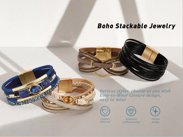 Leather Wrap Bracelet for Women