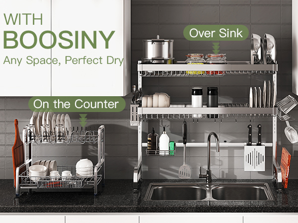 dishes height shelf racks inch organizer drain drainers heavy duty tall length wide faucet