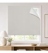 JILRON 100% Blackout Roller Shades,No-Drill Adhesive Blackout Curtains,Blinds for Indoor Windows(...
