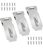 Tmyjfjingxi 3PCS 3Inch Padlock Latch Silver Stainless Steel Extra Thick Door Lock Hasp Latch with...