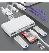 5-in-3 SD TF Memory Card Reader for iPhone iPad with USB OTG &amp; Charging Port, [MFi Certified] Hig...