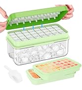 PHINOX Ice Cube Tray With Lid and Bin, Ice Trays for Freezer, Flexible Ice Cube Trays, Making 64 ...