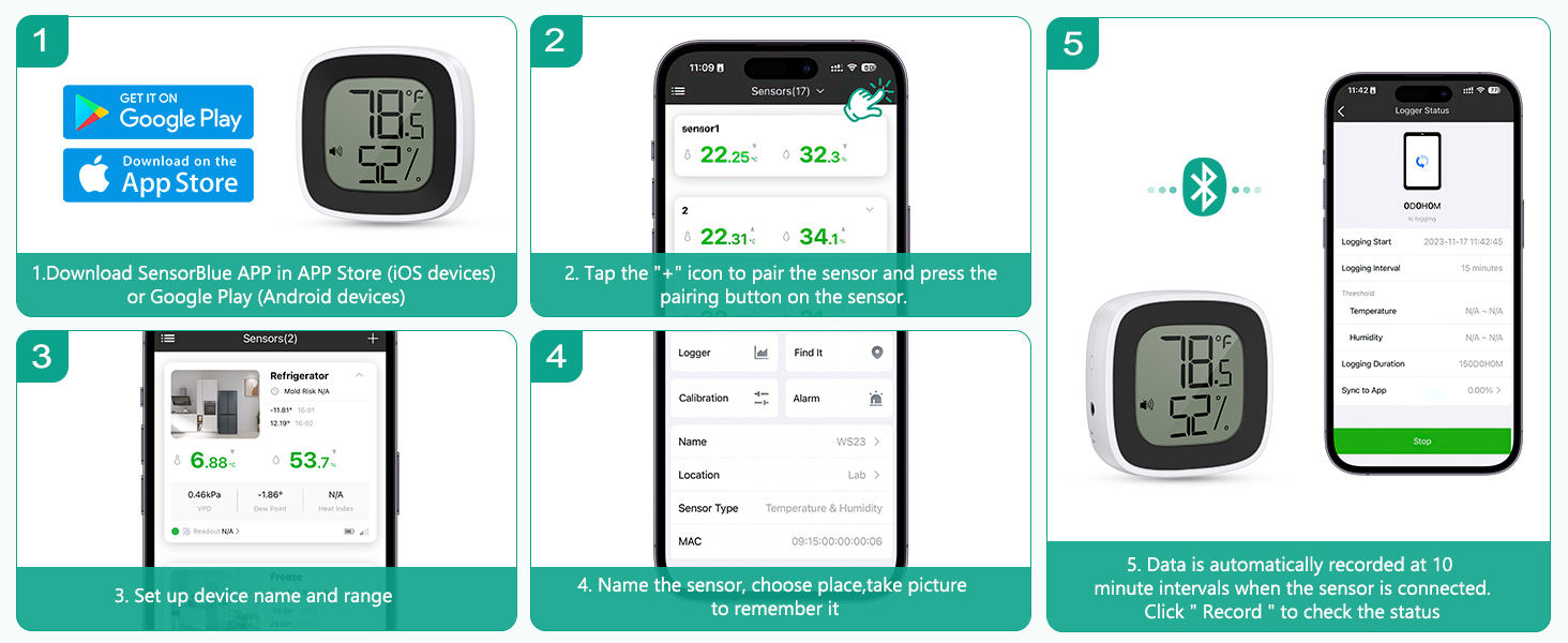 Bluetooth Refrigerator Thermometer, Freezer Thermometer