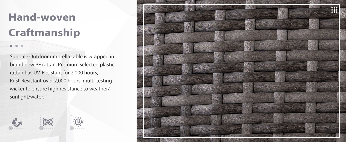 Wicker Side Coffee Table with Umbrella Hole 