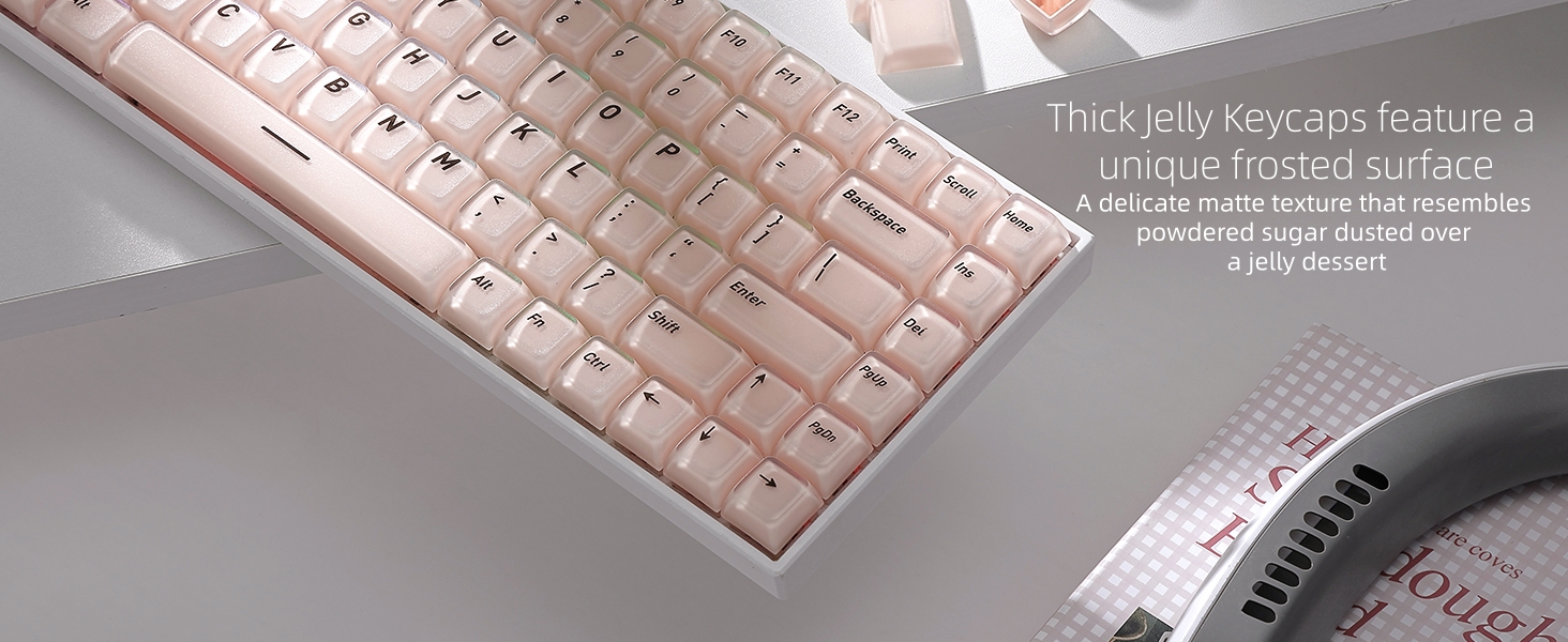 Womier pbt Jelly Keycaps Frosted, Foundation Shine Through Keycaps for Mechanical Keyboards
