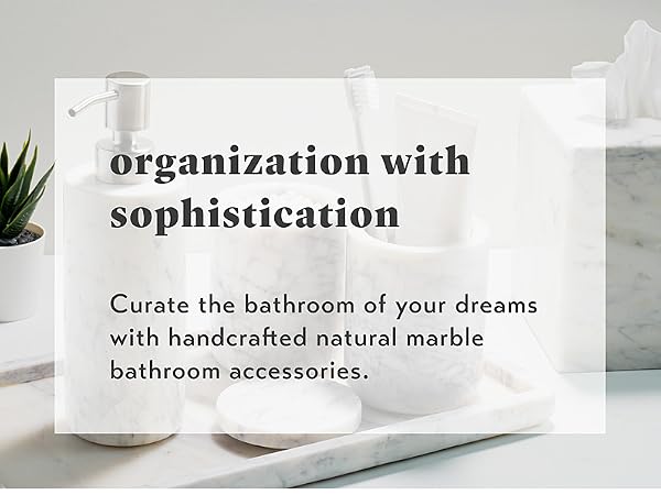 white marble bathroom accessories set