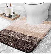 Olanly Luxury Toilet Rugs U-Shaped, Extra Soft and Absorbent Microfiber Bathroom Rugs, Non-Slip P...