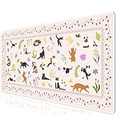 L-SPOUTTO Cute Cats Desk Mat for Keyboard and Mouse,Boho Floral XXL Large Mouse Pad,35.4x15.7in N...