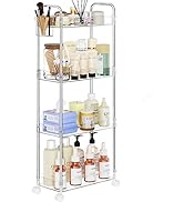 SPACEKEEPER Acrylic Rolling Storage Cart 4 Tier Clear Bathroom Cart Organizer, Transparency Rolli...
