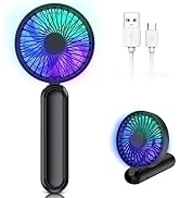 VersionTECH. Portable HandHeld Fan, Personal USB Hand Fans with RGB Color Light, 5 Speed Foldable...