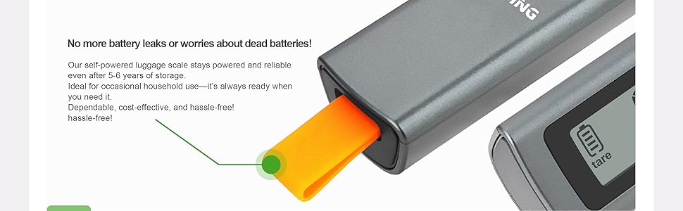 ECSiNG Portable Luggage Scale Battery Free - Digital &amp;amp; Backlit LCD Display