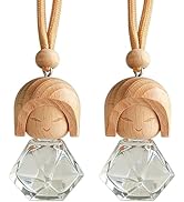 Car Air Freshener 2 Pack, Refillable Empty Glass Bottle Hanging Diffuser for Essential Oils, Car ...