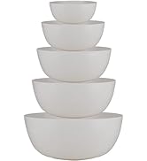 LEHAHA Mixing Bowls Set (5 Piece Set) Nested Melamine Kitchen Bowls Set, Large Stackable Serving ...