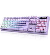 NPET K10 Wired Gaming Keyboard, RGB Backlit, Spill-Resistant Design, Multimedia Keys, Quiet Silen...