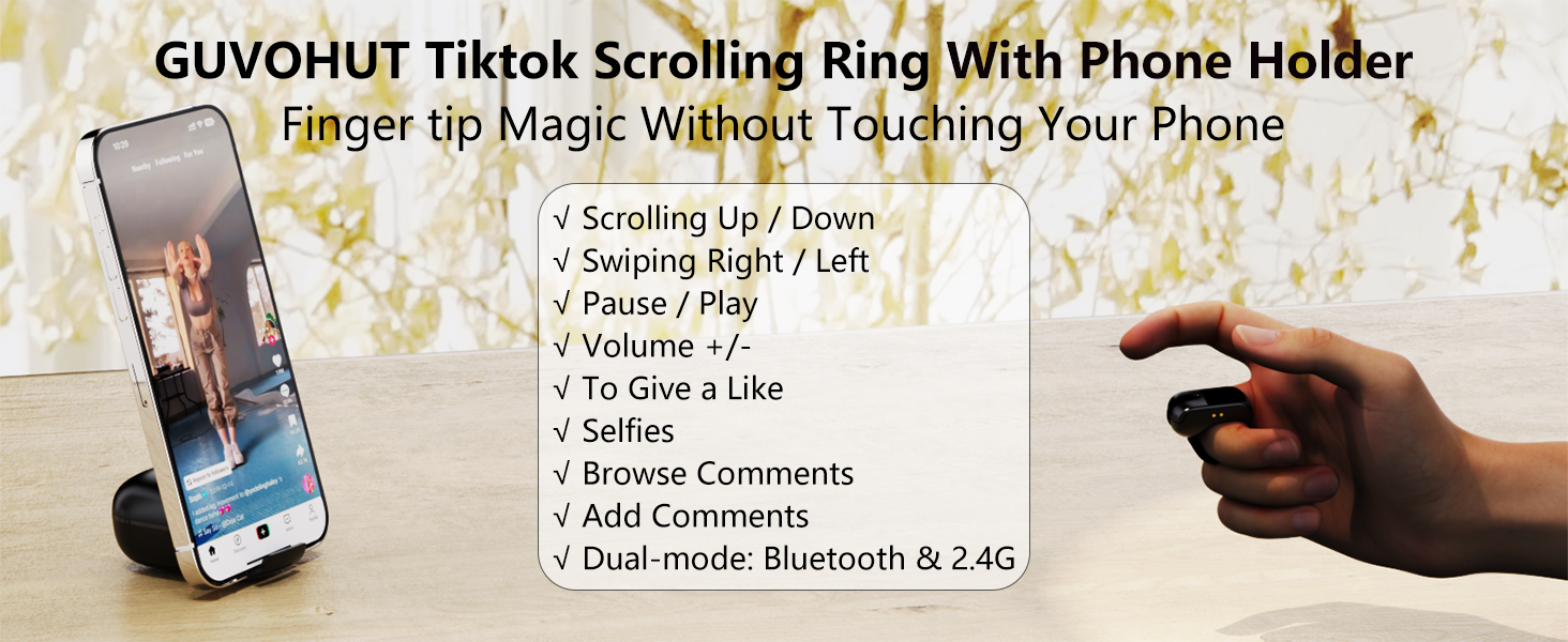 GUVOHUT Tiktok Scrolling Ring With Touchpad