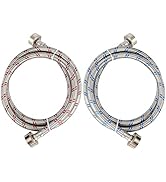 Washing Machine Hose 4 Ft Burst Proof by TOMOON - Braided Stainless Steel - PVC Core - Red and Bl...