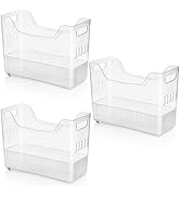 Peohud 3 Pack Freezer Organizer Bins with Wheels, Clear Plastic Pantry Storage Organizer with Han...