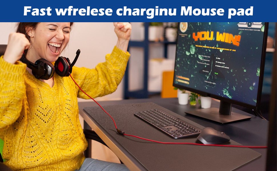 Leather Desk Mat with Wireless Charger Pad