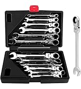 GOTOTOP Ratcheting Spanner Set, 12Pcs 8-19mm Multifunction Double Head Metric Flexible Spanner Ra...