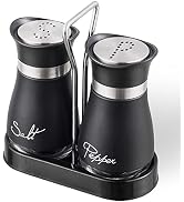 Salt and Pepper Shakers Set, Stainless Steel with Glass Bottle for Table, RV, Camp, BBQ, Set of 2...