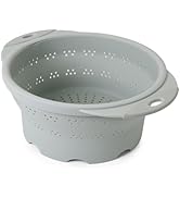 Dexas 10" Collapsible Silicone Colander in Sage, Kitchen Strainer with Handles, 15.1 Cup Capacity...