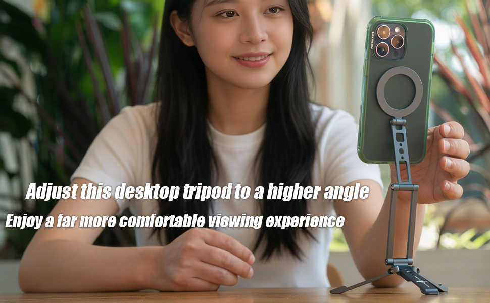 Tri-Fold Magsafe Phone Tripod: Ultra-Strong Magnet + Adjustable Height