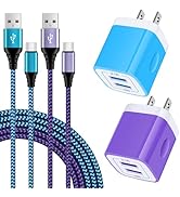 USB Type C Charger Plug Dual Port Fast Wall Charger Phone Charging Block with 2Pack 6Ft C Cable f...