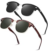 LINVO Polarized Semi Rimless Sunglasses for Men Women, Classic Retro Shades Half Frame Driving Su...