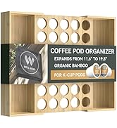 WELL WENG Larger Expandable Bamboo Coffee Pod Holder for Counter Drawer Display, 35 Pod Capacity,...