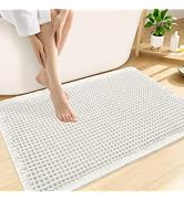 Smiry Waffle Bath Mat 30X20, Extra Soft Absorbent Bathroom Rugs, White | Non Slip Machine Washabl...