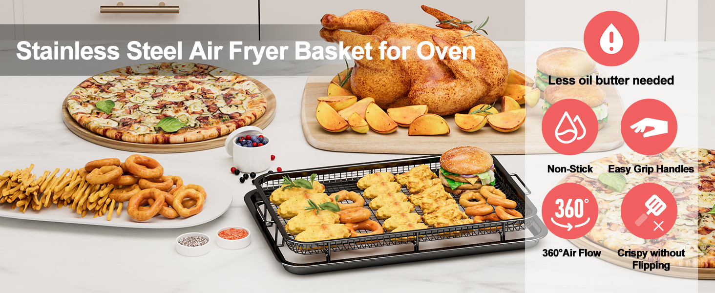 stainless steel air fryer basket for oven