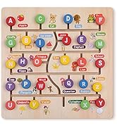 Boxiki kids Wooden Alphabet Puzzle. Alphabet Board for Kids with Wooden Letters. Best Learning AB...