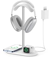 HiWe 3-in-1 Headphone Stand - Universal Desktop Gaming Headset Holder with Wireless Charger for P...