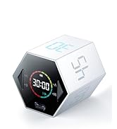 Hexagonal white digital alarm clock with LED display showing '30:00' against white background.