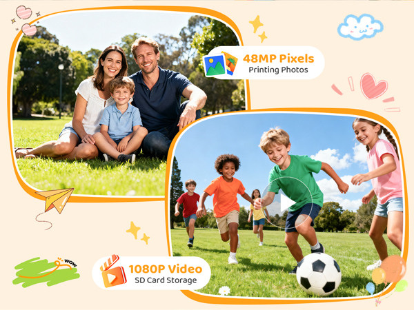 Colorful illustrated banner showing outdoor activities with children playing soccer and enjoying recreational activities. Contains cartoon elements like clouds and playful graphics.