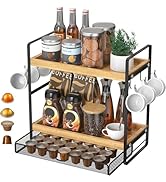 LEMIKKLE Coffee Station Organizer with Pod Holder and Drawer, Kitchen Countertop Organizer, Coffe...