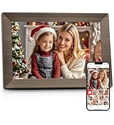 Frameo 10.1" Digital Picture Frame with 32GB Memory Wood WiFi Electronic Photo Frame 1280 x 800 I...