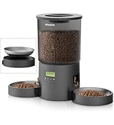 Miaosical Automatic Cat Feeder for 2 Cats, 4.2L Dual Food Dispenser, Up to 6 Meals/Day, Portion C...