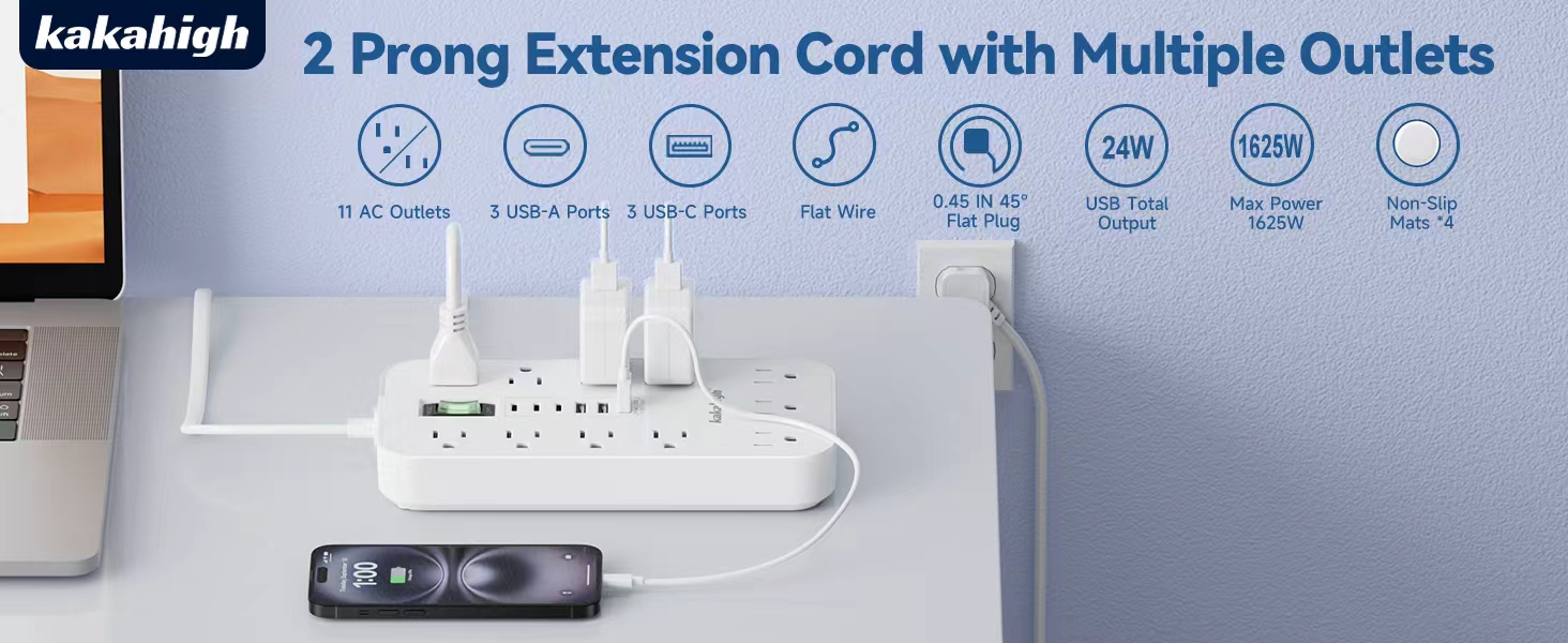 2 prong power strip with usb ports