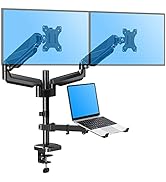 MOUNTUP Dual Monitor and Laptop Mount, Gas Spring Monitor Stand for 2 Max 27