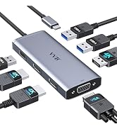 USB C to Dual HDMI Adapter,USB C Docking Station Dual Monitor Hub for Dell/HP/Lenovo Laptop,iPhon...