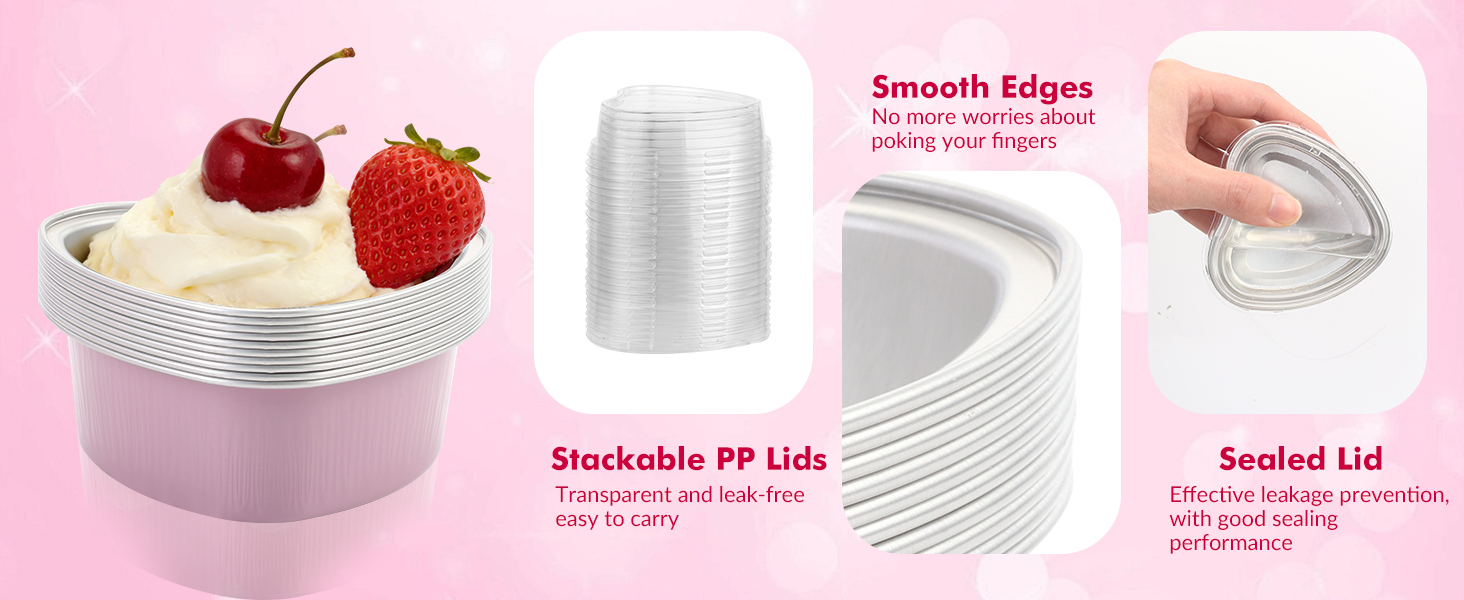 Mini Cake Pans with Lids, Small Disposable Aluminum Foil Cupcake Loaf Pans for Mother&amp;#39;s Day