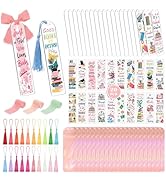 83PCS Bookmark Making Kit, 20 Acrylic Bookmark Blanks(3mm Thick) with 20Pcs Book Lover UV DTF Sti...