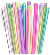 Dakoufish 22Pcs Replacement Straws for Short Mini 8 oz 10 oz Jars Tumblers,7 Inch Mix Color Reusa...