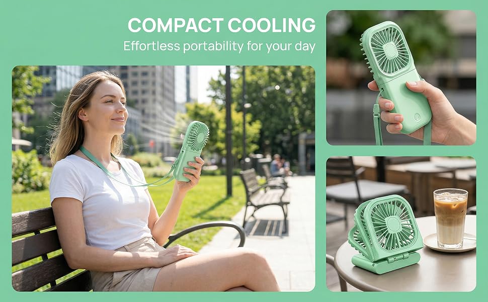 portable mini hand fan with necklace