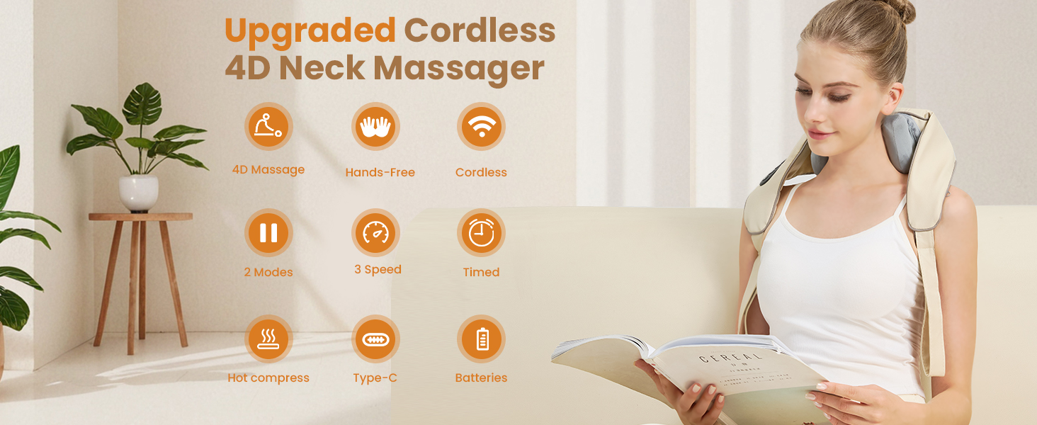 Upgraded Cordless 4D Neck Massager