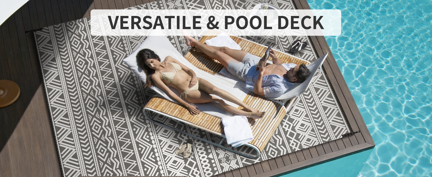 Outdoor Rug-Waterproof Outdoor Rug for Pool Deck Quick Dry Pool Deck Rug