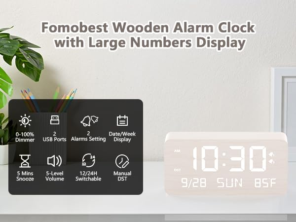 wooden alarm clock
